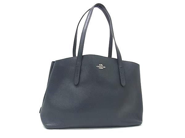 1円 COACH コーチ 78220 レザー ショルダーバッグ トートバッグ 肩掛け レディース ネイビー系 FP8618拍卖