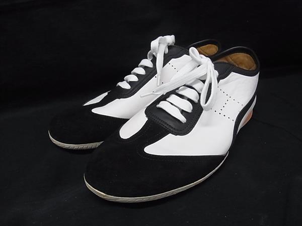 1円 ■美品■ HERMES エルメス カラテスニーカー レザー×スエード サイズ 42 (約28cm) 靴 シューズ オフホワイト系×ブラック系 FP8973拍卖