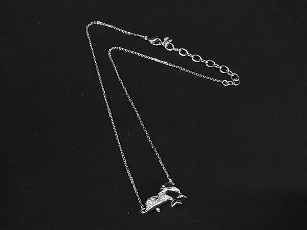 ■極美品■ SWAROVSKI スワロフスキー ラインストーン イルカ ドルフィン ネックレス ペンダント アクセサリー シルバー系 DK8079拍卖