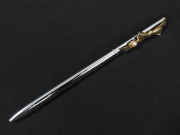 ■美品■ MIKIMOTO ミキモト 本真珠 アコヤ真珠 パール 約4mm ツイスト式 ボールペン 筆記用具 ステーショナリー シルバー系 DK7342拍卖
