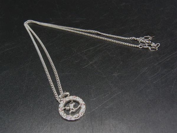 ■極美品■ courreges クレージュ ラインストーン ネックレス ペンダント アクセサリー レディース シルバー系×ピンク系 DH0040拍卖