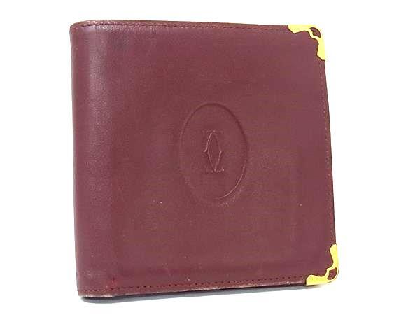 Cartier カルティエ マストライン レザー 二つ折り 財布 ウォレット レディース ボルドー系 DJ2964拍卖