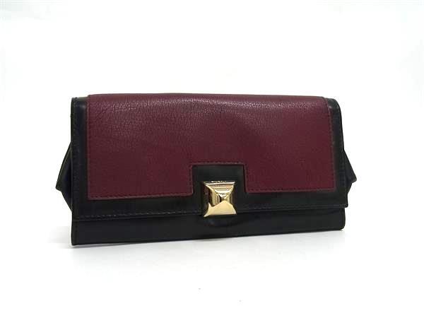 FURLA フルラ レザー 二つ折り 長財布 ウォレット 小銭入れ 札入れ レディース ブラック系×ボルドー系 DJ3088拍卖