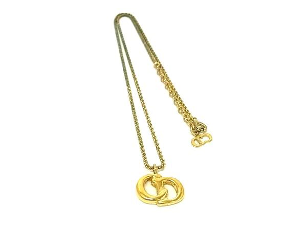 1円 ChristianDior クリスチャンディオール ヴィンテージ ロゴ ネックレス ペンダント アクセサリー レディース ゴールド系 BP6270拍卖