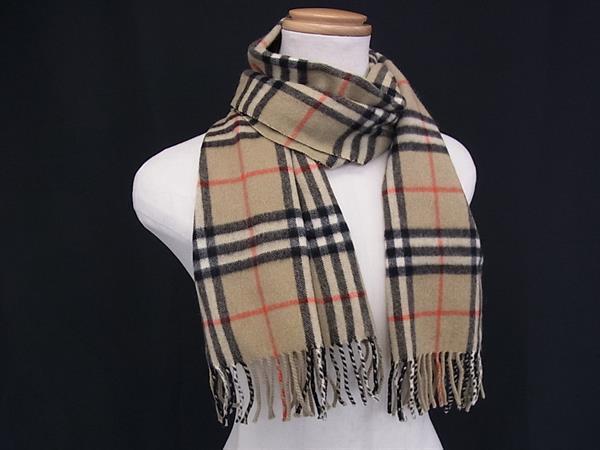1円 ■美品■ Burberrys バーバリーズ ノバチェック フリンジ マフラー ストール ショール 防寒具 レディース メンズ ベージュ系 DB3455拍卖