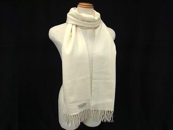 1円 ■極美品■ Johnstons of Elgin ジョンストンズ オブ エルガン カシミヤ マフラー ストール ショール 防寒具 ホワイト系 FM1617拍卖