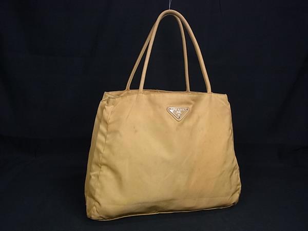 1円 PRADA プラダ テスートナイロン ハンドバッグ トートバッグ レディース イエロー系 BP6135拍卖