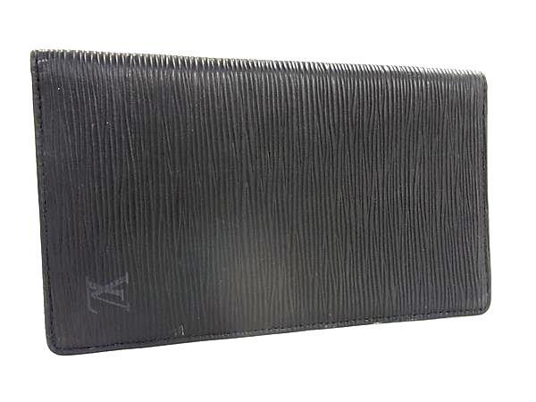1円 LOUIS VUITTON ルイヴィトン M63732 エピ ポルトシェキエ カルト クレディ 二つ折り 長財布 ウォレット ノワール ブラック系 GA6500拍卖