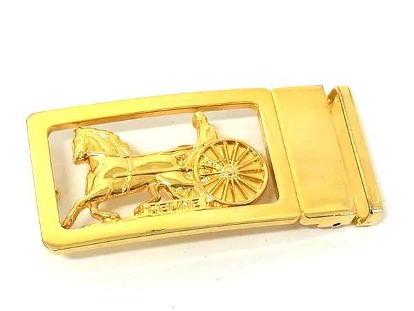 1円 CELINE セリーヌ ヴィンテージ 馬車金具 バックルのみ ベルトバックル ベルト用金具 ビジネス 紳士 メンズ ゴールド系 FP9350拍卖