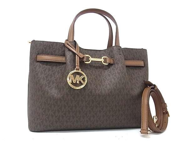 1円 ■美品■ MICHAEL KORS マイケルコース MK柄 PVC×レザー ハンドバッグ トートバッグ レディース ブラウン系 FU7192拍卖
