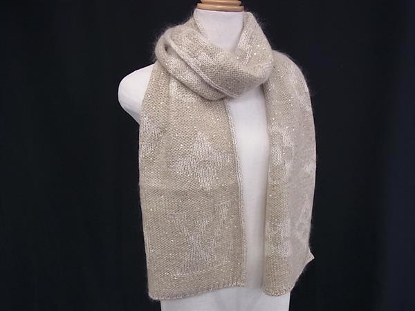 1円 ■極美品■ LOUIS VUITTON ルイヴィトン M74741 モノグラム エシャルプ グリッター モヘヤ マフラー ストール 防寒具 BK4526拍卖