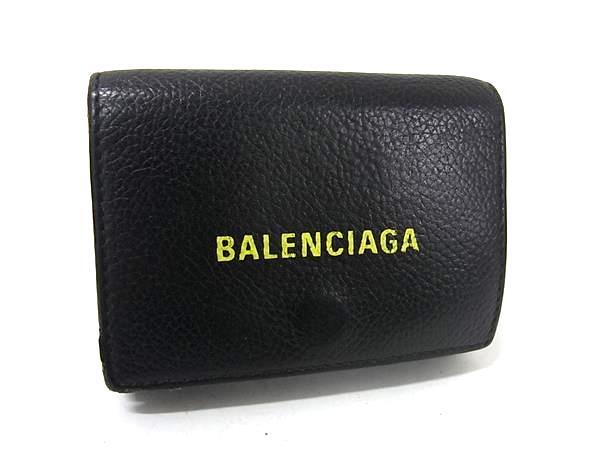 1円 BALENCIAGA バレンシアガ 594312 レザー三つ折り 財布 ウォレット 札入れ 小銭入れブラック系 BP5464拍卖