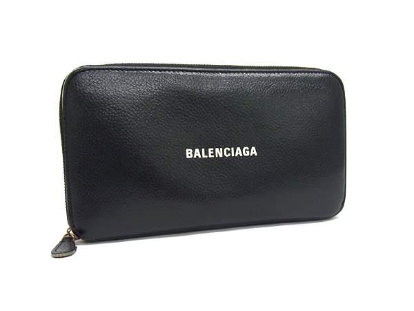 1円 ■美品■ BALENCIAGA バレンシアガ 594290 CASH コンチネンタル レザー ラウンドファスナー 長財布 ウォレット ブラック系 FU2481拍卖
