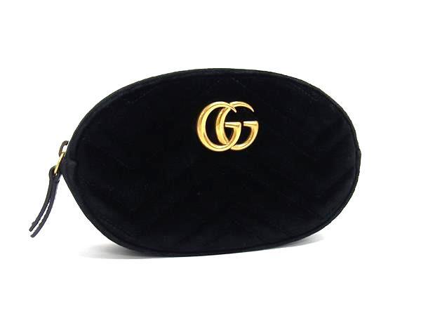 1円 ■美品■ GUCCI グッチ 476434 GGマーモント ベロア マルチポーチ マルチケース 小物入れ レディース ブラック系 BN5918拍卖