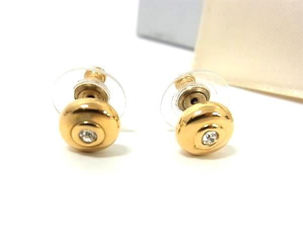 1円 ■極美品■ ChristianDior クリスチャンディオール ヴィンテージ ラインストーン ピアス アクセサリー レディース ゴールド系 FU7058拍卖