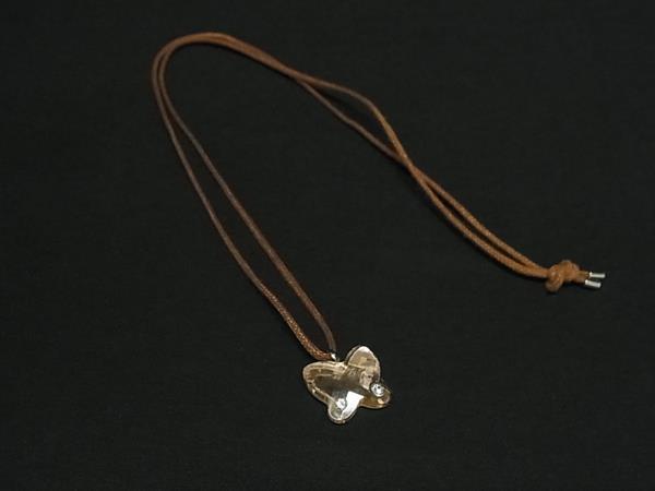 SWAROVSKI スワロフスキー バタフライ 蝶 ネックレス アクセサリー レディース クリアオレンジ系×ブラウン系 DK3566拍卖