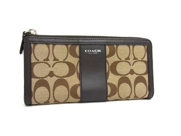 COACH コーチ F21499 シグネチャー キャンバス×レザー L字ファスナー 長財布 札入れ 小銭入れ レディースブラウン系 DJ2132拍卖