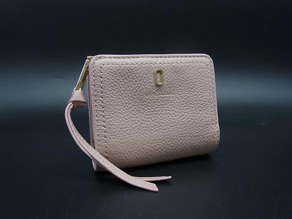 ■美品■ MARC JACOBS マークジェイコブス ザ ソフトショット レザー 二つ折り 財布 札入れ 小銭入れ レディース ピンク系 DI8064拍卖