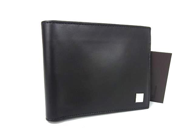 1円 ■極美品■ dunhill ダンヒル レザー二つ折り 財布 ウォレット 札入れ カード入れ メンズ レディース ブラック系 FK8453拍卖