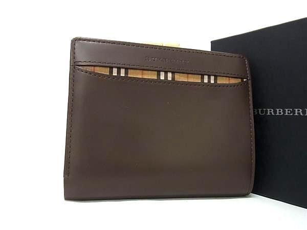1円 ■美品■ BURBERRY バーバリー レザー 二つ折り 財布 ウォレット 札入れ 小銭入れ カード入れ メンズ レディース ブラウン系 FU2390拍卖