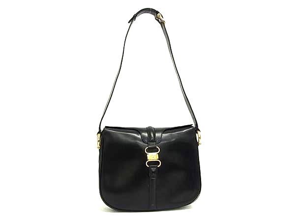 1円 ■美品■ CELINE セリーヌ レザー ワンショルダーバッグ ハンドバッグ 肩掛け レディース ブラック系 FN8255拍卖