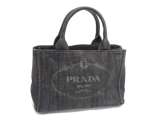 1円 PRADA プラダ カナパ キャンバス ハンドバッグ トートバッグ レディース グレー系 BP6492拍卖