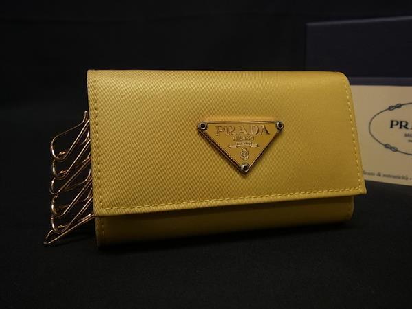 1円 PRADA プラダ テスートナイロン 6連 キーケース 鍵入れ レディース イエロー系 FQ3083拍卖