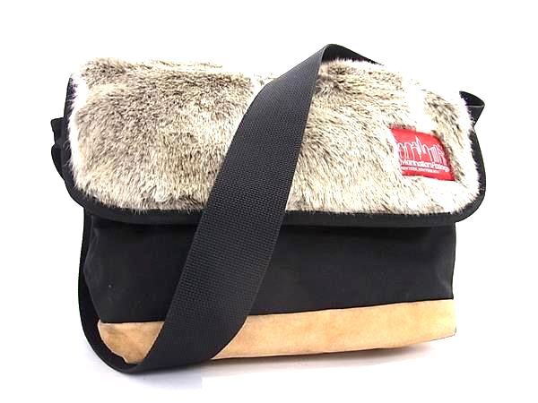 1円 X-girl×Manhattan Portage エクスガール×マンハッタンポーテージ BIG BUNNY フェイクファー ショルダーバッグ ブラック系 FT3546拍卖