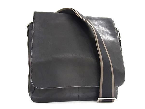 1円 ■美品■ COACH コーチ F70555 レザー クロスボディ ショルダーバッグ 斜め掛け メンズ ブラック系 BS1397拍卖
