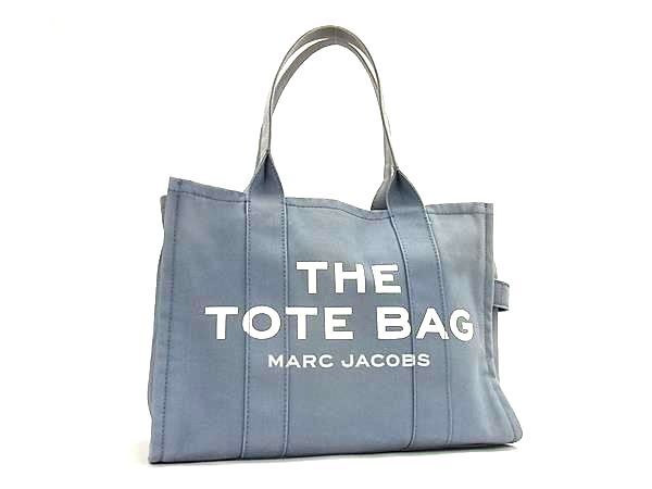 1円 MARC JACOBS マークジェイコブス THE TOTE BAG キャンバス ショルダーバッグ トートバッグ レディース ライトブルー系 FT3611拍卖