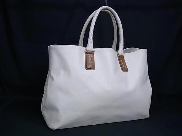1円 BOTTEGA VENETA ボッテガヴェネタ マルコポーロ レザー トートバッグ ショルダーバッグ 肩掛け レディース アイボリー系 FQ3403拍卖