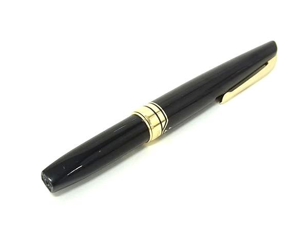 1円 ■美品■ PLATINUM プラチナ ペン先 22K 22金 万年筆 筆記用具 文房具 ステーショナリー メンズ レディース ブラック系 FT3761拍卖