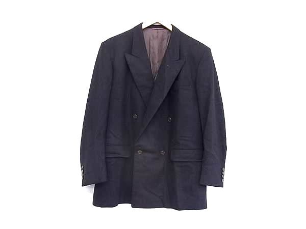 1円 ■美品■ ChristianDior クリスチャンディオール 毛100% コート ジャケット アウター 上着 洋服 ネイビー系 BJ7676拍卖