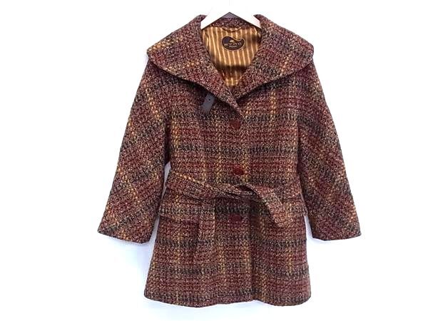 1円 ■極美品■ ETRO エトロ ウール チェック柄 コート アウター 上着 表記ザイズ 44 洋服 レディース ブラウン系 FI8471拍卖
