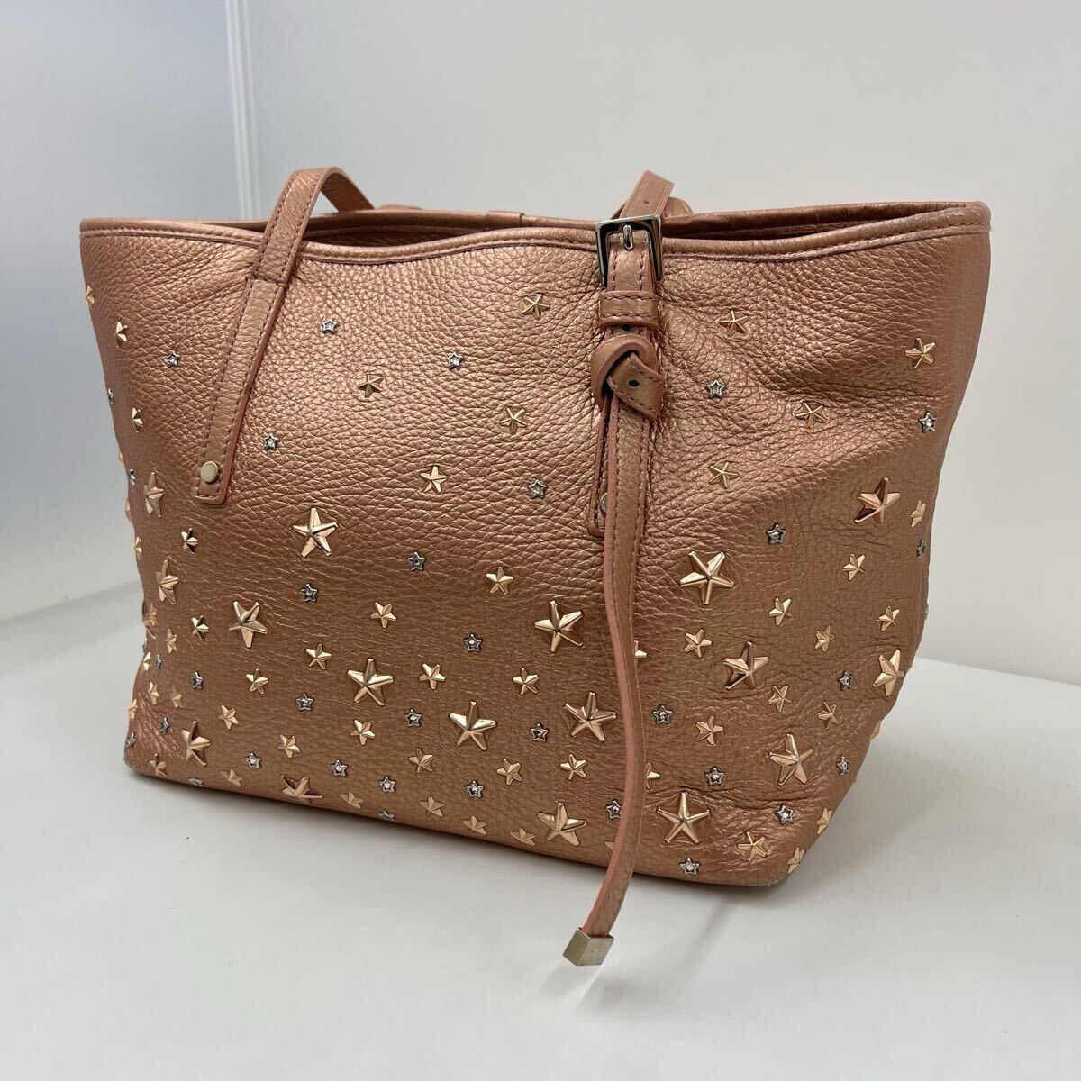 10104 JIMMY CHOO ジミーチュウ レザー スタースタッズ サシャ トートバッグ ハンドバッグ ピンク ゴールド シルバー バッグ アクセサリー拍卖