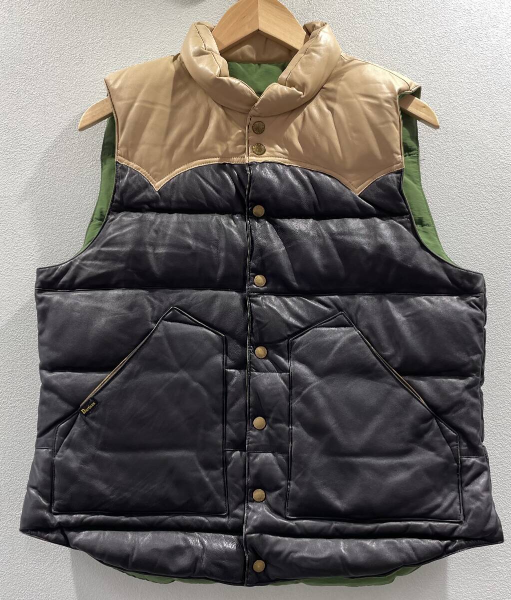 1円 STUDIO D’ARTISAN ステュディオ ダルチザン リバーシブル シープレザー 羊革 レザー ダウンベスト サイズM メンズ 古着【AW00079】拍卖