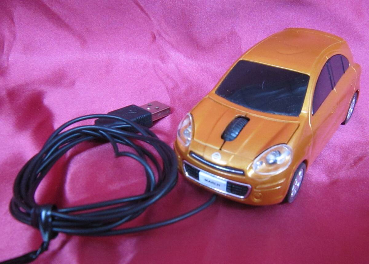 USBマウス 日産マーチ K13マーチ 橙 ミニカー型マウス 有線マウス拍卖