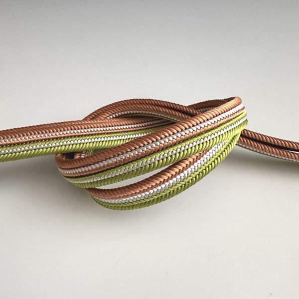 ●送料全国一律¥360● お洒落!! 無形文化財 【五嶋紐】 帯締め B17 黄緑・オレンジ・白拍卖