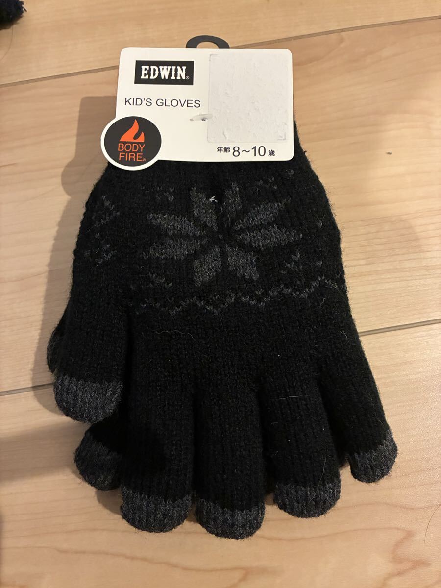 EDWIN エドウィン キッズ手袋 ブラック 8~10歳 新品拍卖