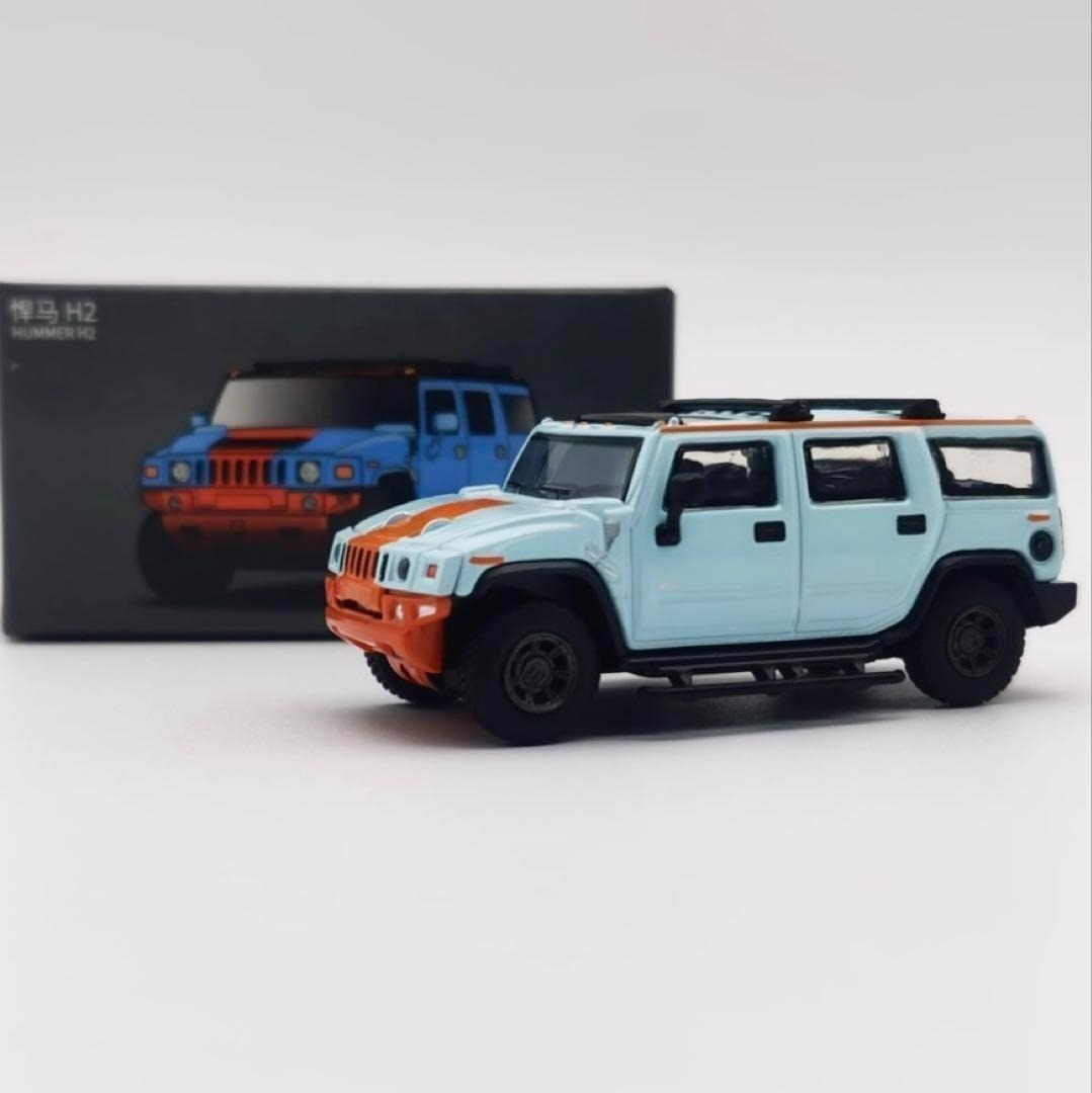 HUMMER H2 ミニカー ブルー×レッド 1/64 ※16拍卖