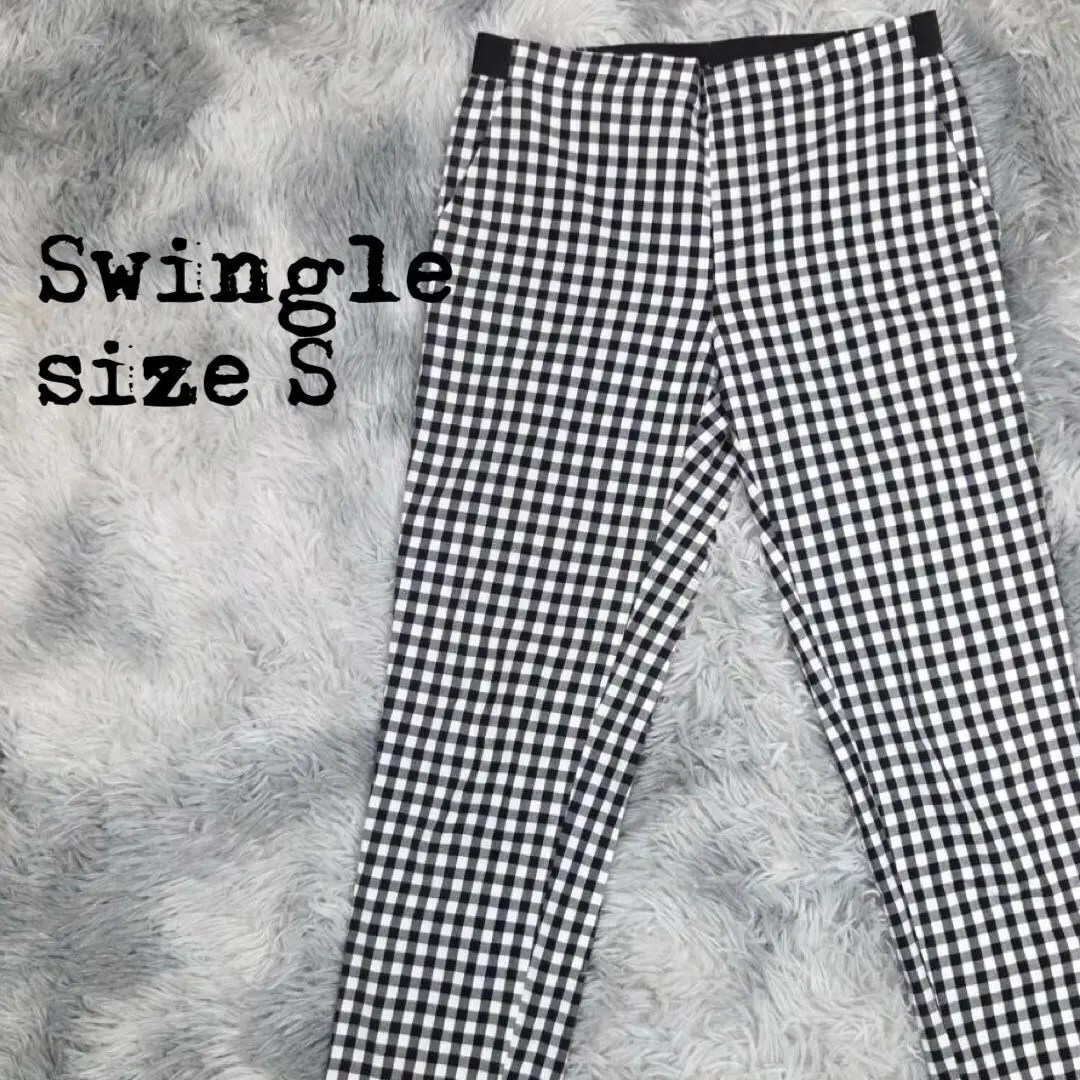 Swingle スウィングル ギンガムチェック テーパードパンツ Sサイズ 美品拍卖