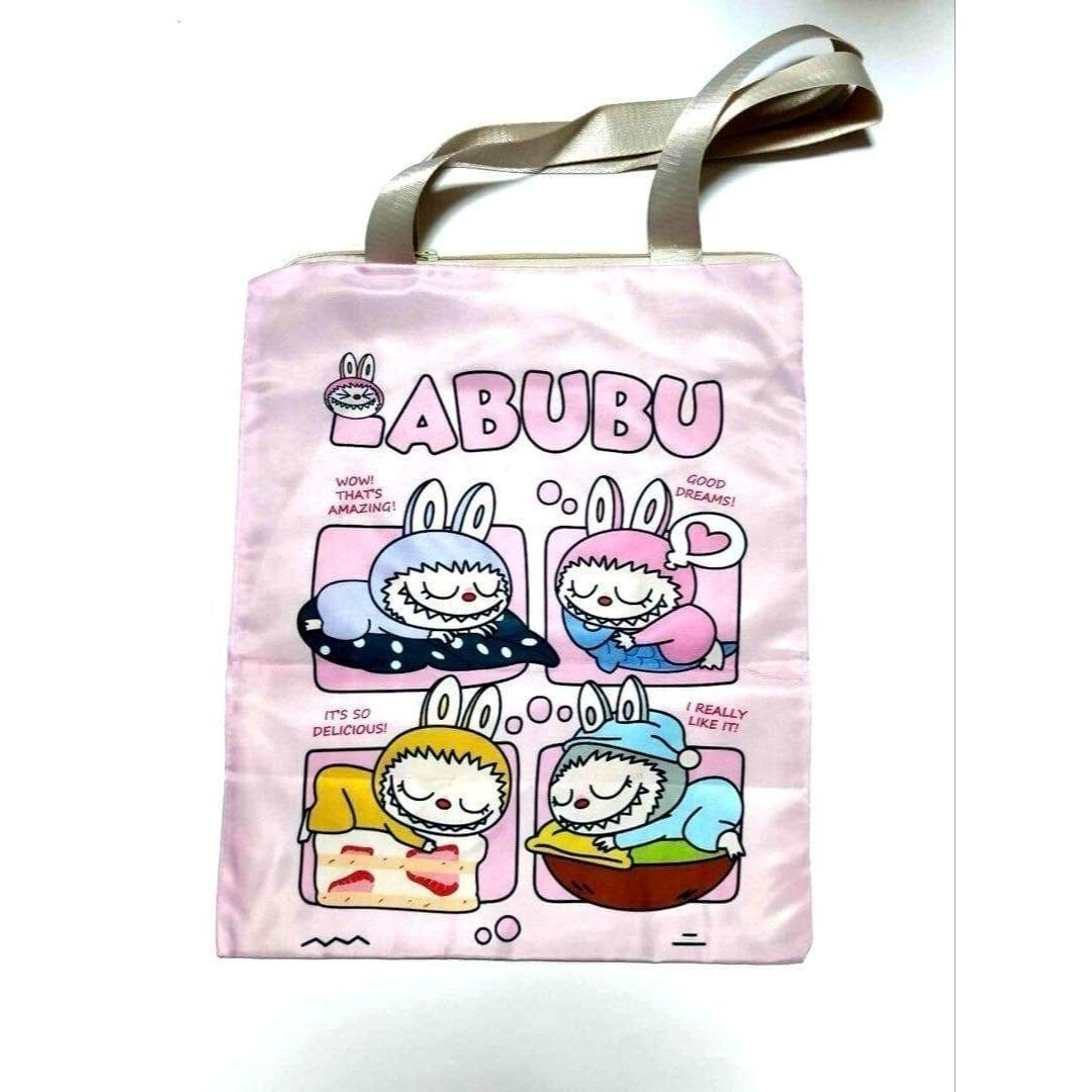 LABUBU トートバッグ ピンク ラブブ キャラクター ファスナー付き 拍卖
