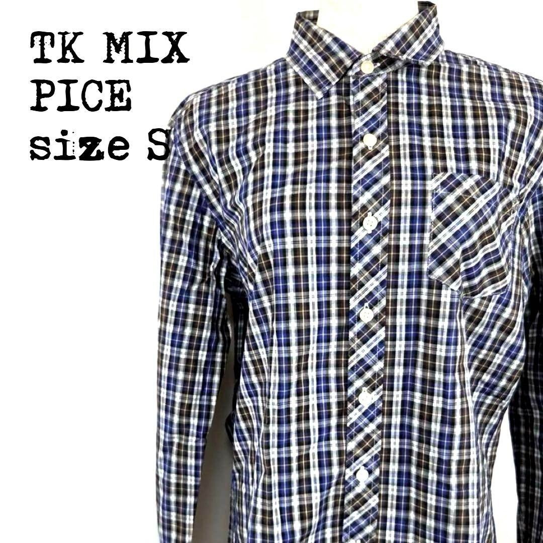 TK MIXPICE ティーケー ミクスパイスチェックシャツ ネイビー×ブラウン 拍卖