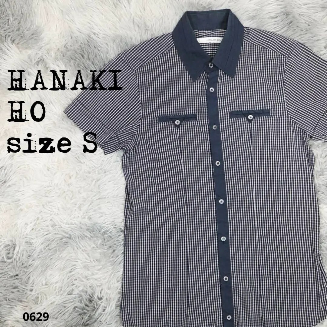 HAMAKI-HO ハマキホー チェック柄 半袖シャツ ネイビー系 S 0629拍卖