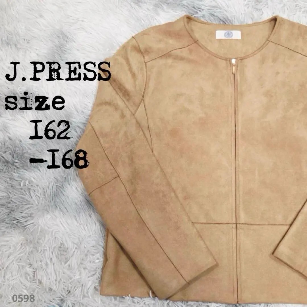 J.PRESS ジェイプレス スエード調 ノーカラージャケット ベージュ 598拍卖
