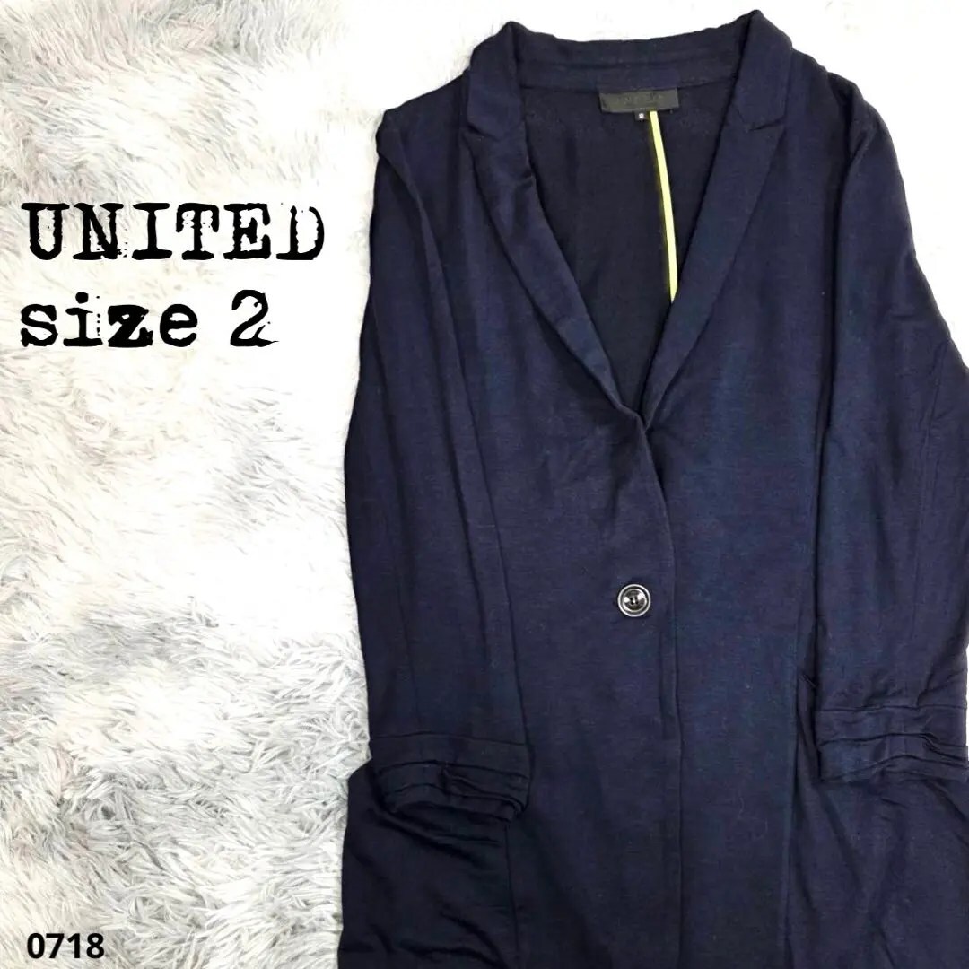 UNITED ユナイテッド ネイビー テーラードジャケット size2 0718拍卖