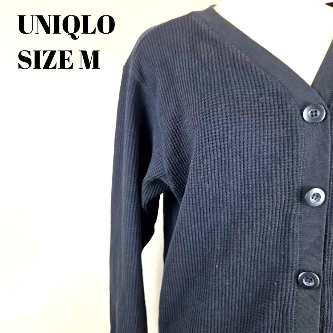UNIQLO ユニクロ ワッフルカーディガン ブラック 羽織 シンプル 定番 拍卖