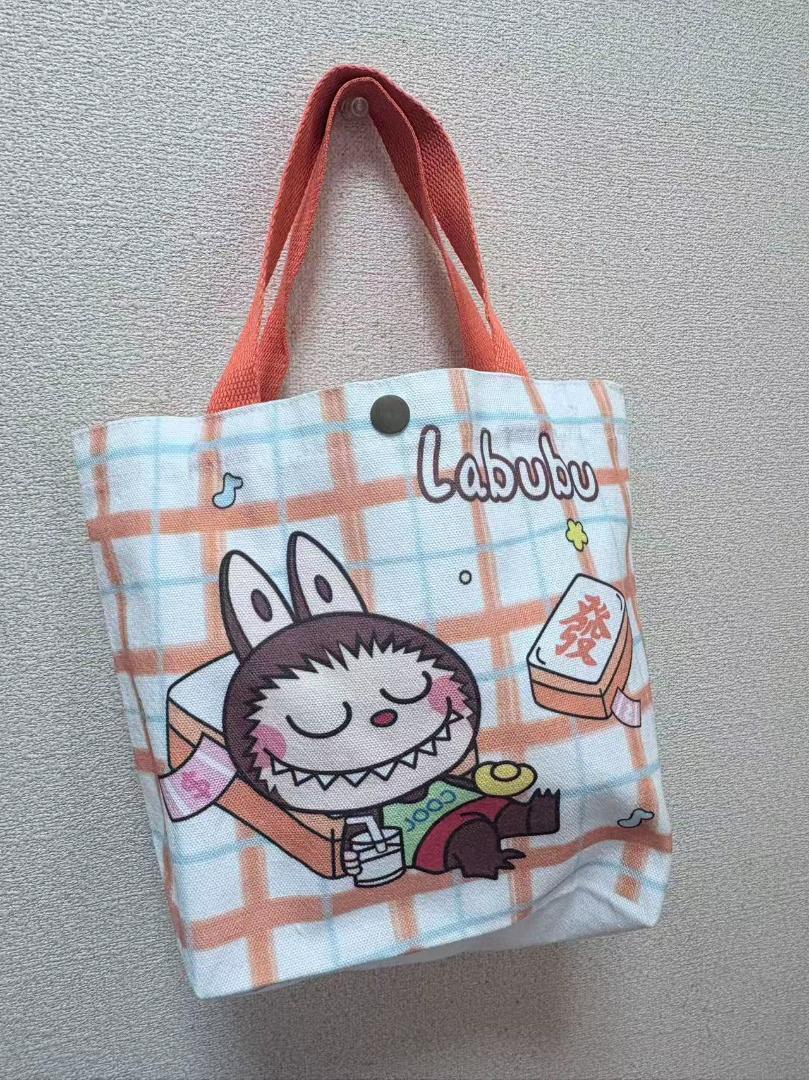 Labubu キャラクター トートバッグ/キャンバス地/チェック柄 拍卖