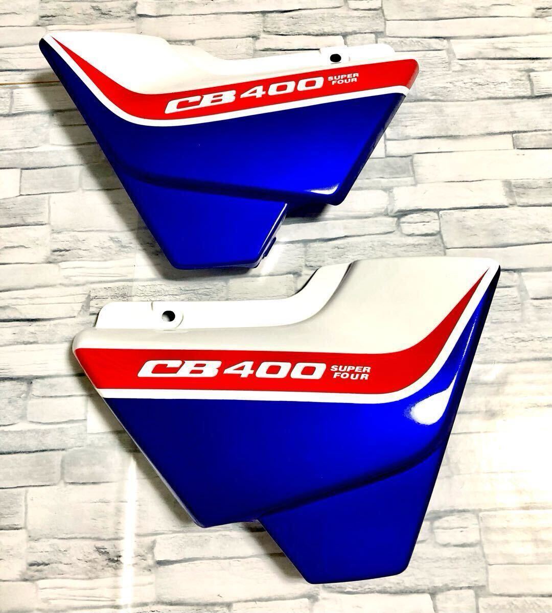 【新品/訳ありF】CB400SF トリコロールカラー 塗装済み サイドカバー 左右セット NC42 Revo NC39 スペック3 青白 サイドカウル 純正互換品拍卖