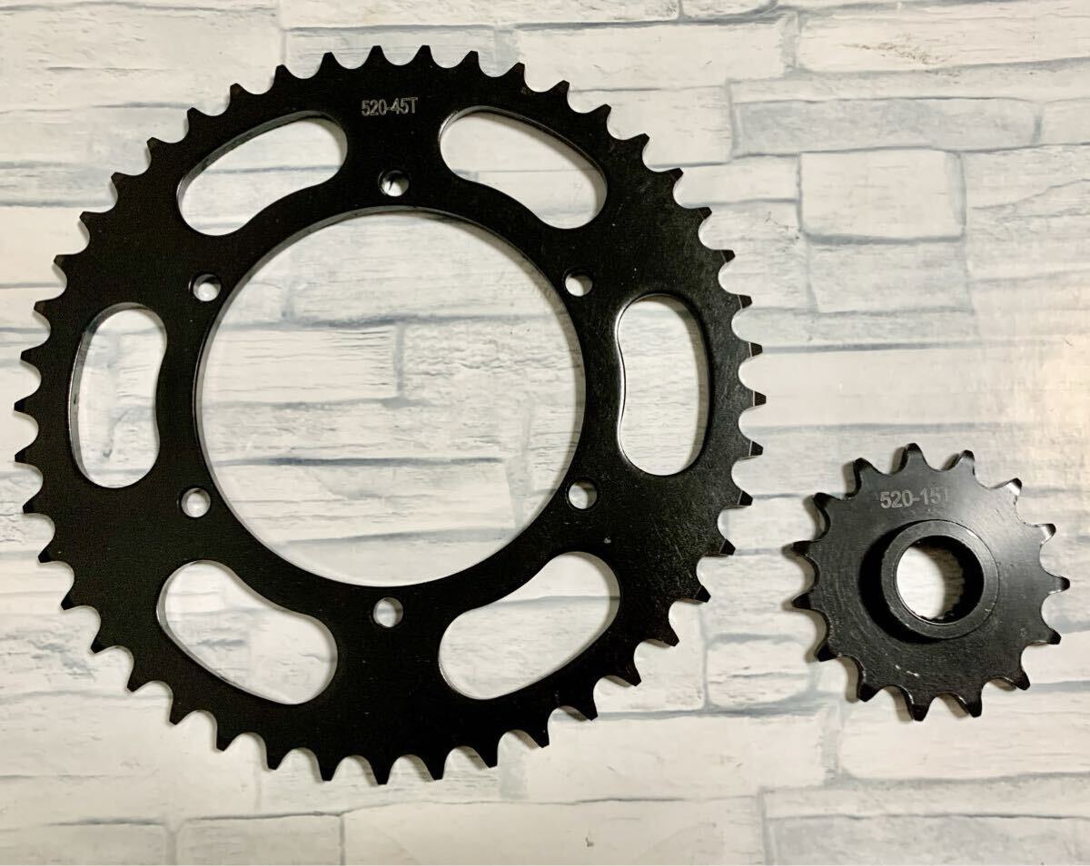 BEILIDA製 ヤマハ XJR400 スプロケ 前後 520-15T / 520-45T 純正互換品 4HM RH02J リア スプロケット ギア ギヤ スプロケ リヤ フロント拍卖